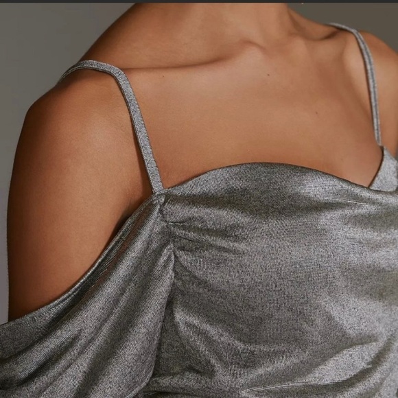 🆕 Anthropologie Lurex Cowl Neck Off The Shoulder Top Women’s Size Large - Picture 4 of 5